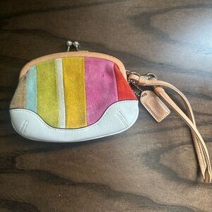 Coach Multicolor Legacy Suede Kisslock Coin Purse